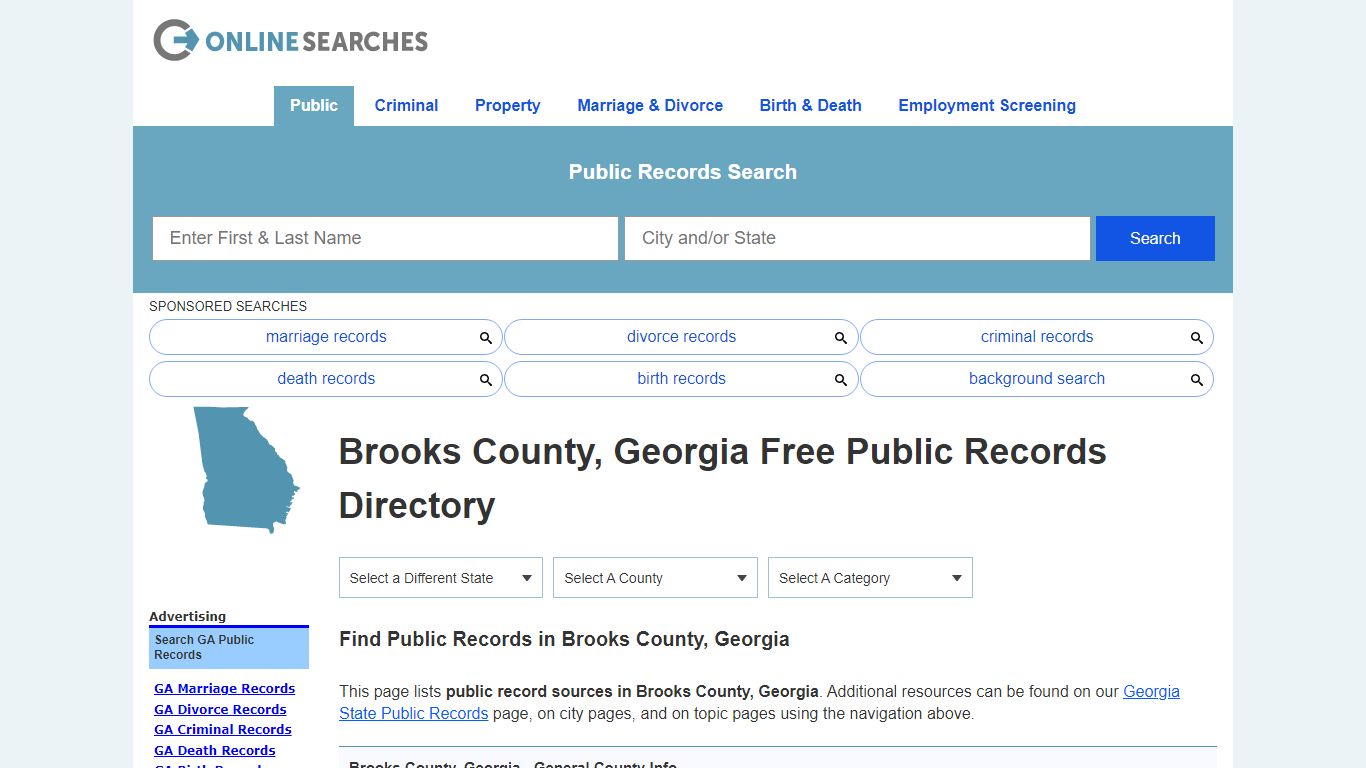 Brooks County, Georgia Public Records Directory - OnlineSearches.com