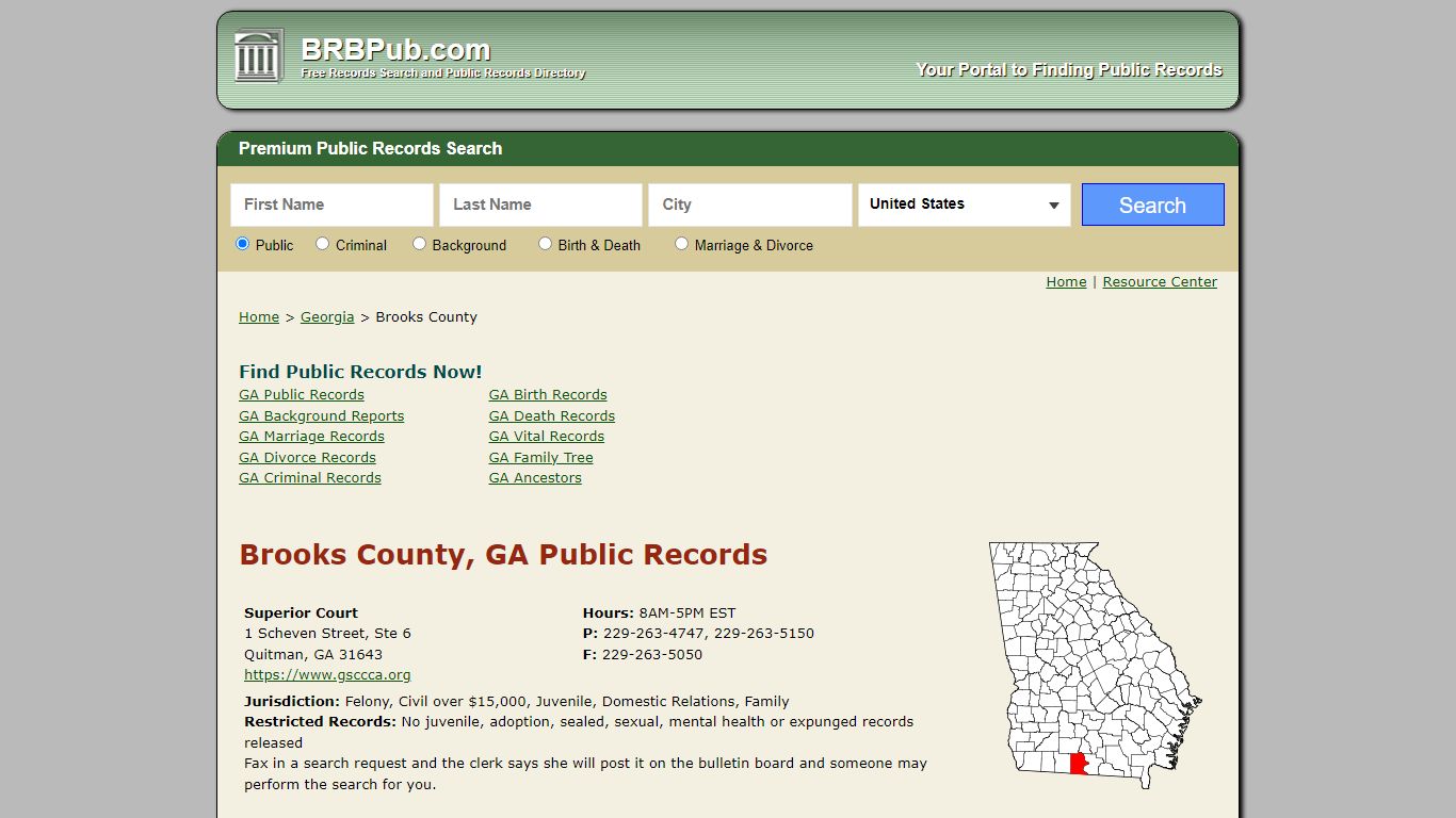 Brooks County Public Records | Search Georgia Government Databases